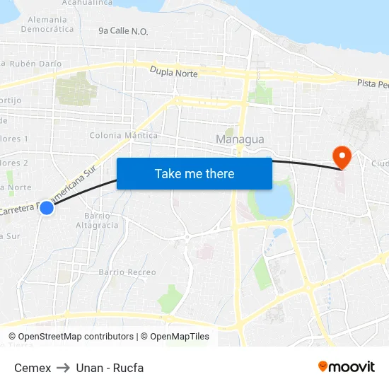Cemex to Unan - Rucfa map