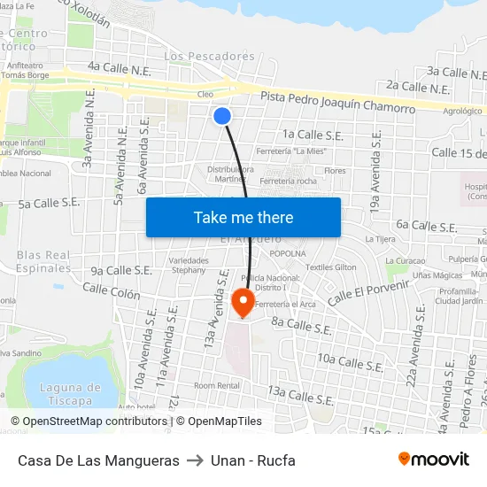 Casa De Las Mangueras to Unan - Rucfa map