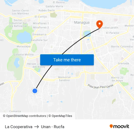 La Cooperativa to Unan - Rucfa map