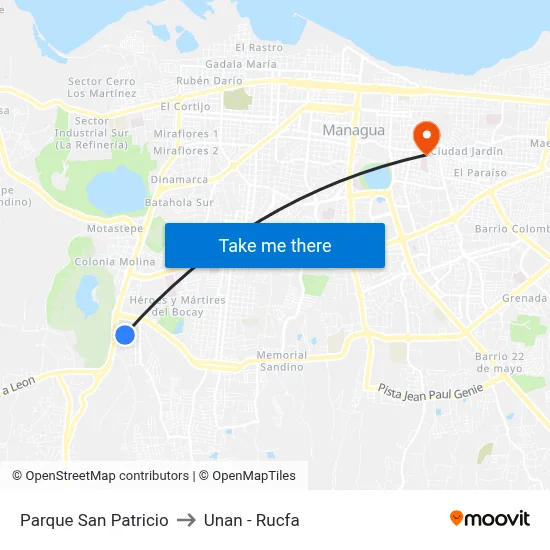 Parque San Patricio to Unan - Rucfa map