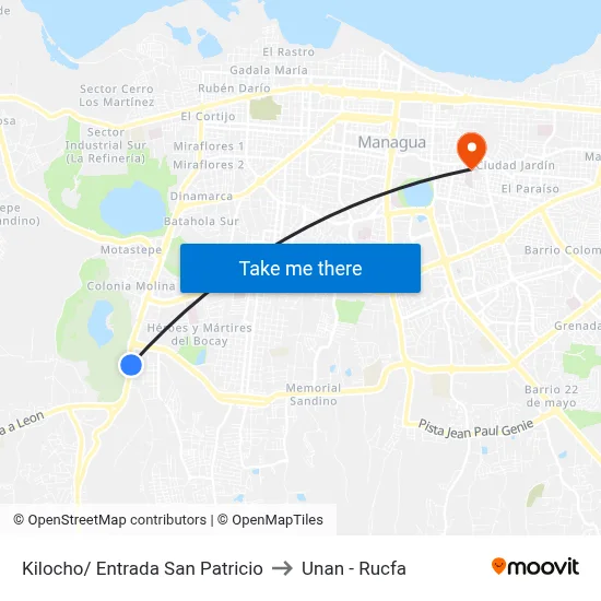 Kilocho/ Entrada San Patricio to Unan - Rucfa map
