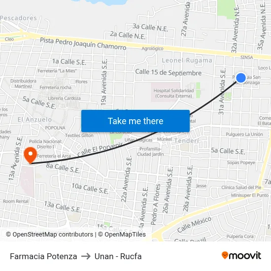 Farmacia Potenza to Unan - Rucfa map