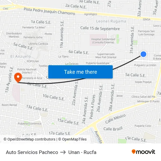 Auto Servicios Pacheco to Unan - Rucfa map