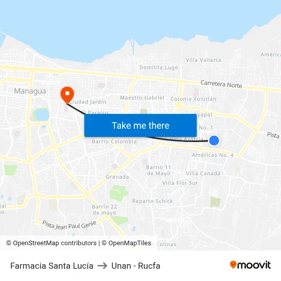 Farmacia Santa Lucía to Unan - Rucfa map