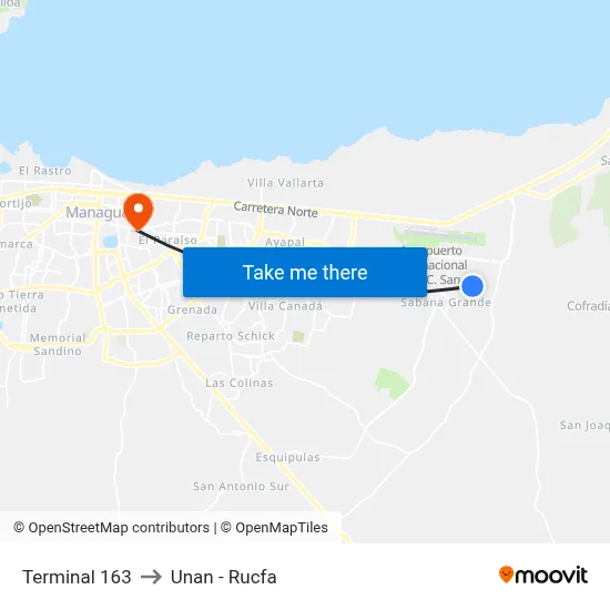 Terminal 163 to Unan - Rucfa map