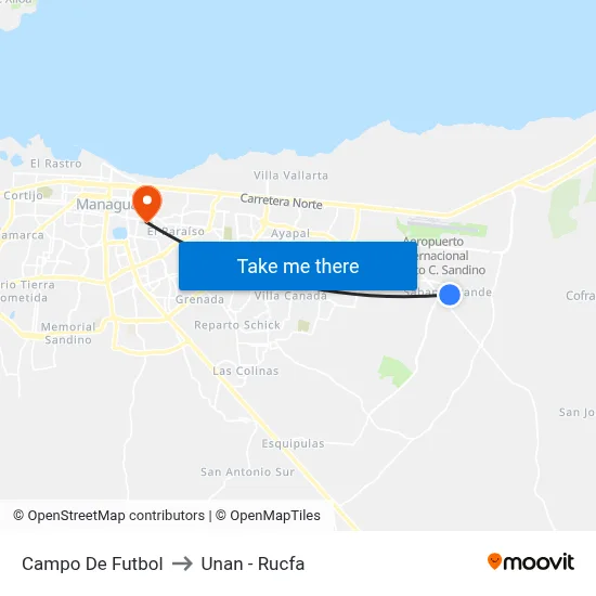 Campo De Futbol to Unan - Rucfa map