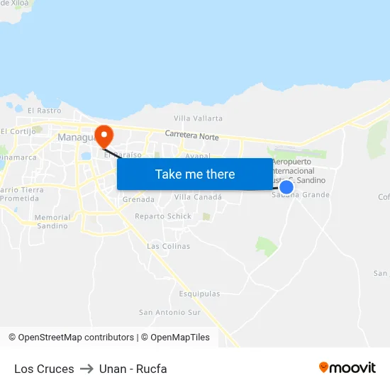 Los Cruces to Unan - Rucfa map