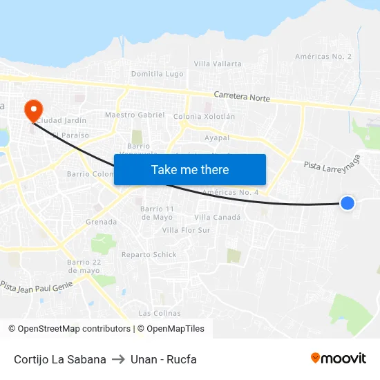 Cortijo La Sabana to Unan - Rucfa map