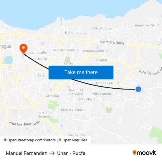 Manuel Fernandez to Unan - Rucfa map