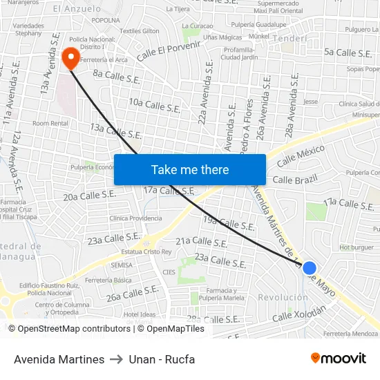 Avenida Martines to Unan - Rucfa map