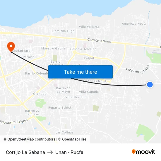 Cortijo La Sabana to Unan - Rucfa map