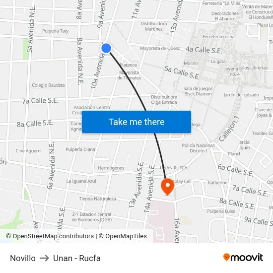 Novillo to Unan - Rucfa map