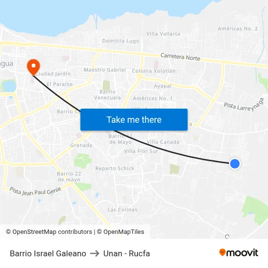 Barrio Israel Galeano to Unan - Rucfa map