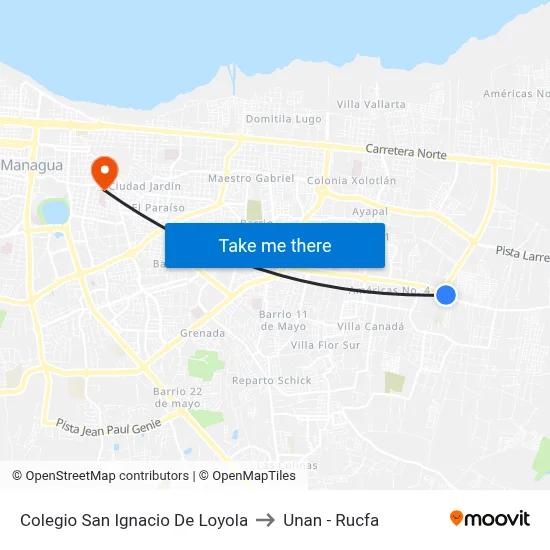 Colegio San Ignacio De Loyola to Unan - Rucfa map