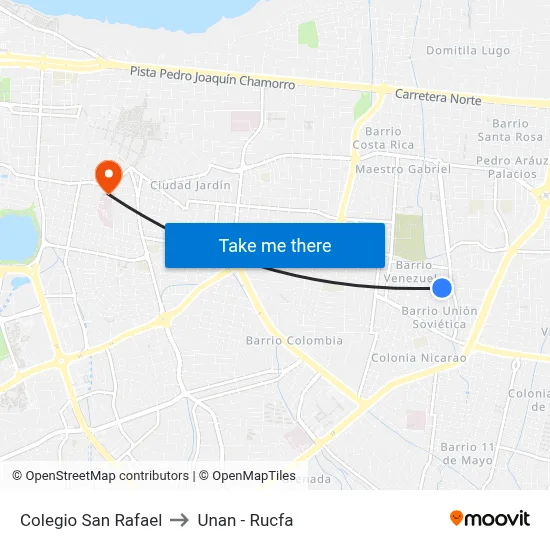 Colegio San Rafael to Unan - Rucfa map