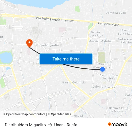 Distribuidora Miguelito to Unan - Rucfa map