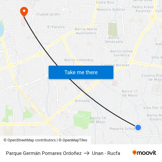 Parque Germán Pomares Ordoñez to Unan - Rucfa map