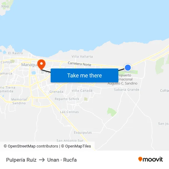 Pulpería Ruíz to Unan - Rucfa map