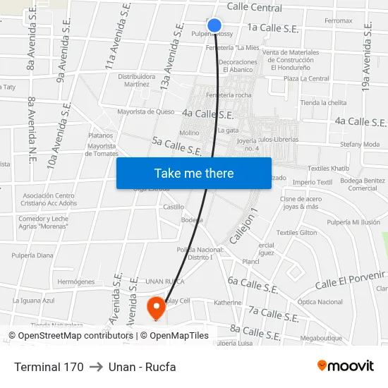 Terminal 170 to Unan - Rucfa map