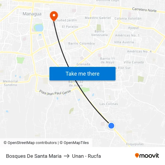 Bosques De Santa Maria to Unan - Rucfa map