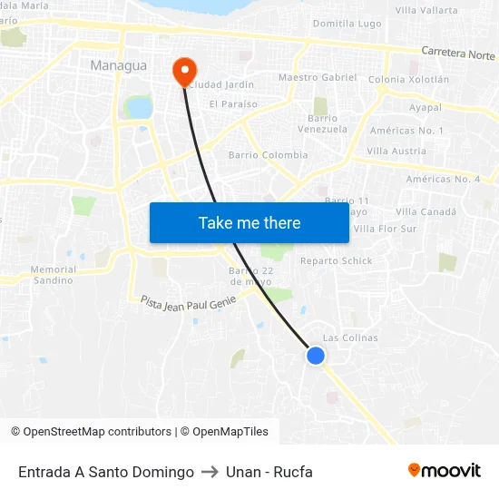 Entrada A Santo Domingo to Unan - Rucfa map