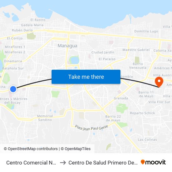 Centro Comercial Nejapa to Centro De Salud Primero De Mayo map