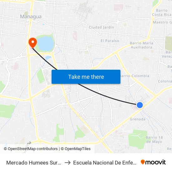 Mercado Humees Suroeste to Escuela Nacional De Enfermería map