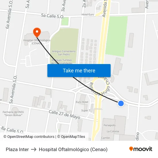 Plaza Inter to Hospital Oftalmológico (Cenao) map