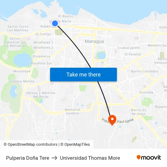 Pulperia Doña Tere to Universidad Thomas More map