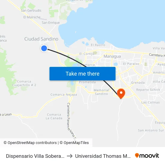 Dispensario Villa Soberana to Universidad Thomas More map