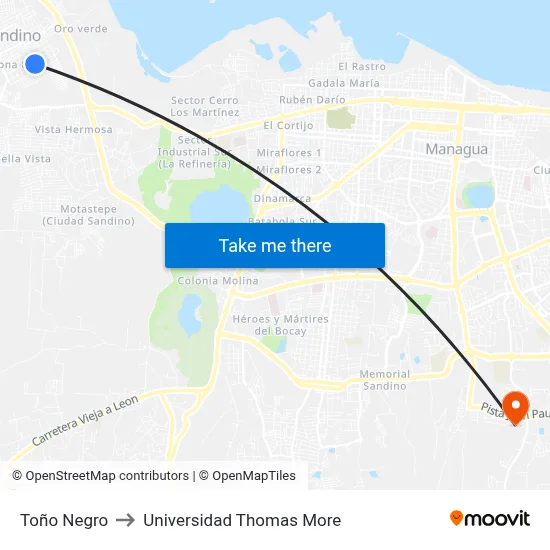 Toño Negro to Universidad Thomas More map