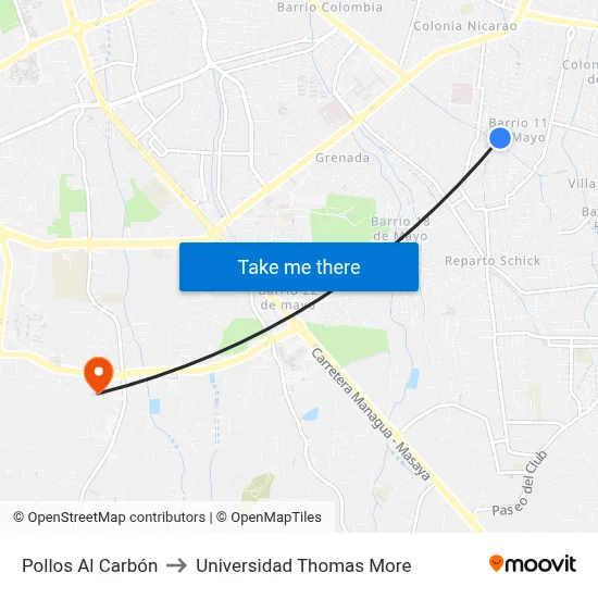 Pollos Al Carbón to Universidad Thomas More map