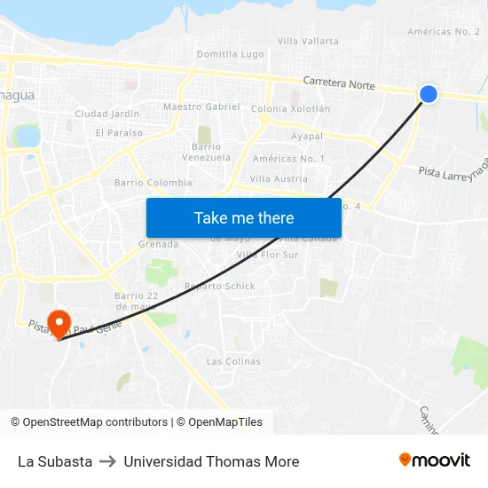 La Subasta to Universidad Thomas More map