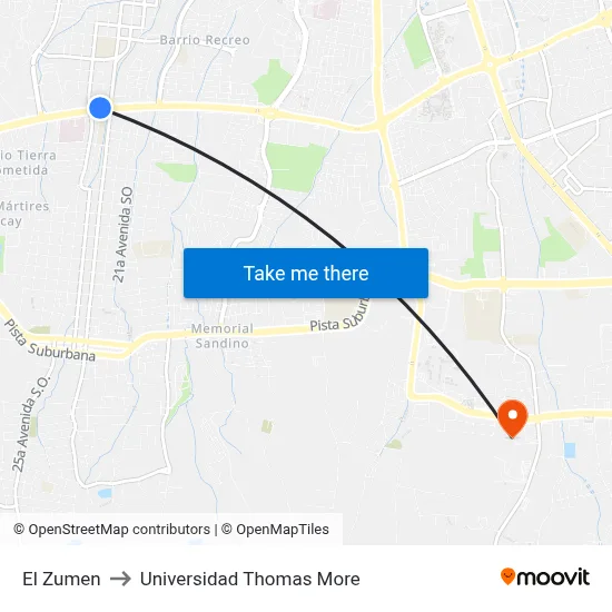El Zumen to Universidad Thomas More map