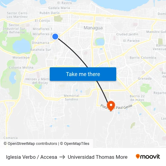 Iglesia Verbo / Accesa to Universidad Thomas More map