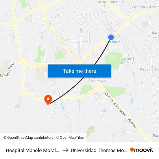 Hospital Manolo Morales to Universidad Thomas More map