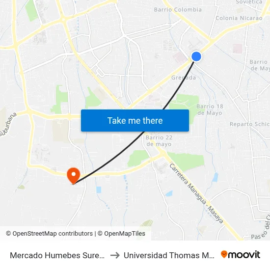 Mercado Humebes Sureste to Universidad Thomas More map