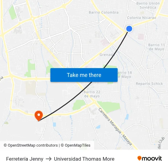 Ferretería Jenny to Universidad Thomas More map