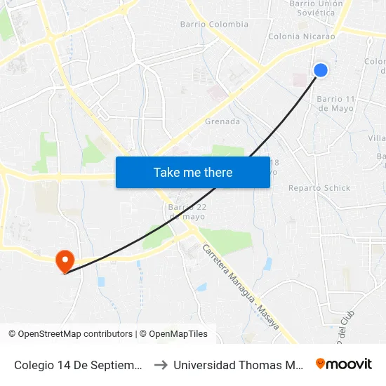 Colegio 14 De Septiembre to Universidad Thomas More map