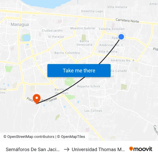 Semáforos De San Jacinto to Universidad Thomas More map