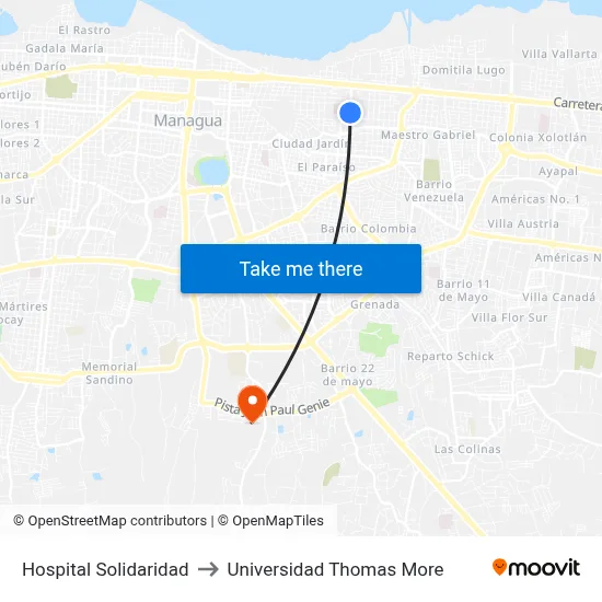 Hospital Solidaridad to Universidad Thomas More map