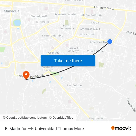 El Madroño to Universidad Thomas More map