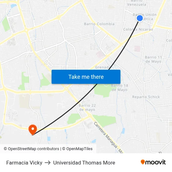 Farmacia Vicky to Universidad Thomas More map