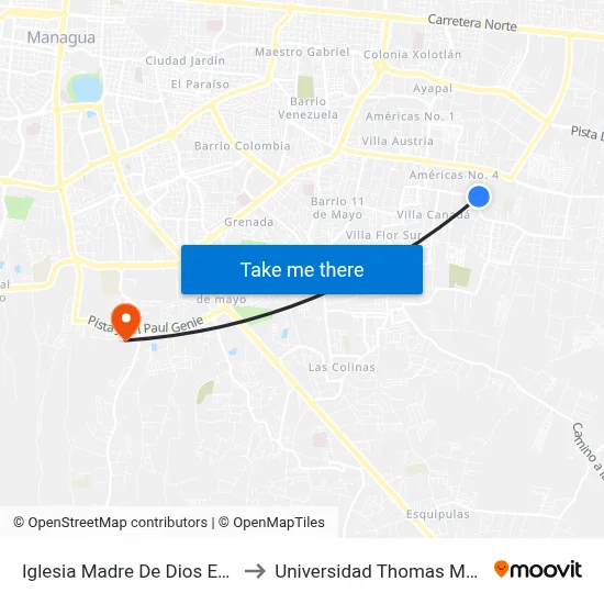 Iglesia Madre De Dios Este to Universidad Thomas More map