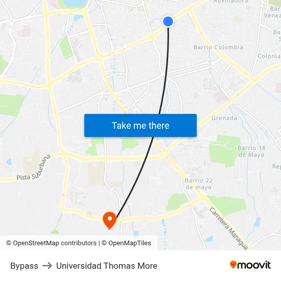 Bypass to Universidad Thomas More map