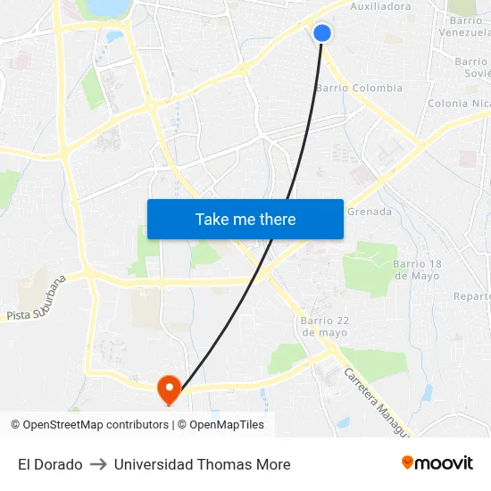 El Dorado to Universidad Thomas More map