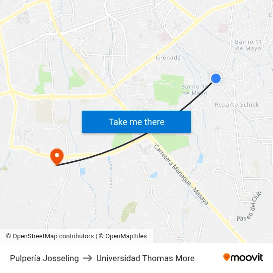 Pulpería Josseling to Universidad Thomas More map