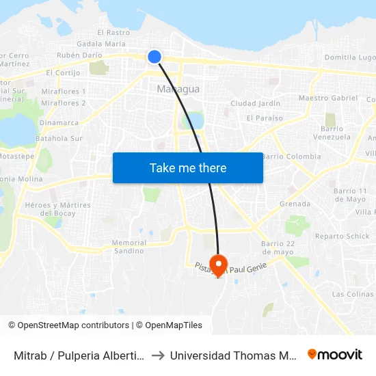 Mitrab / Pulperia Albertina to Universidad Thomas More map