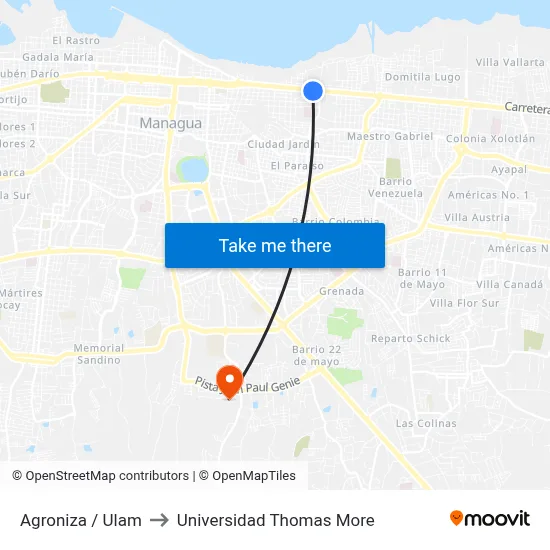 Agroniza / Ulam to Universidad Thomas More map