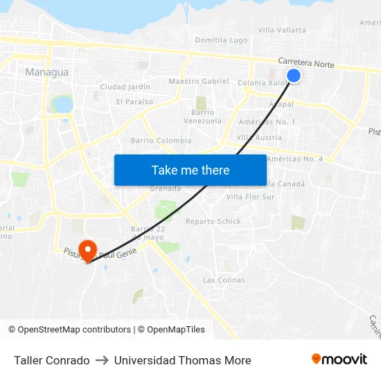 Taller Conrado to Universidad Thomas More map